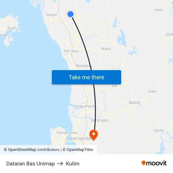 Dataran Bas Unimap to Kulim map