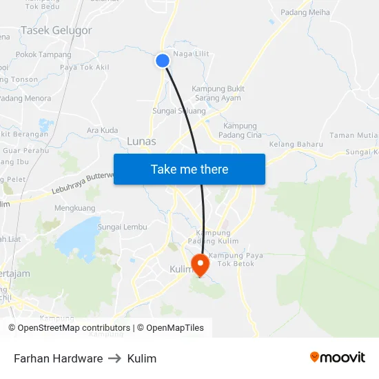 Farhan Hardware to Kulim map