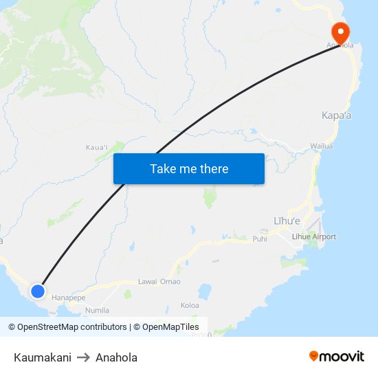 Kaumakani to Anahola map