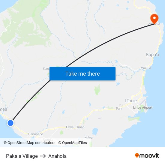 Pakala Village to Anahola map