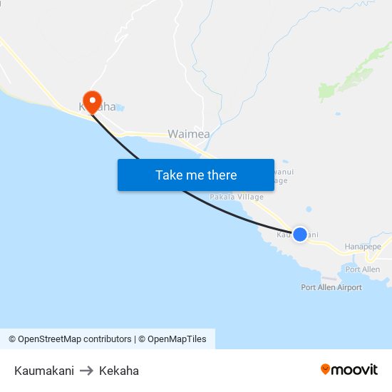 Kaumakani to Kekaha map