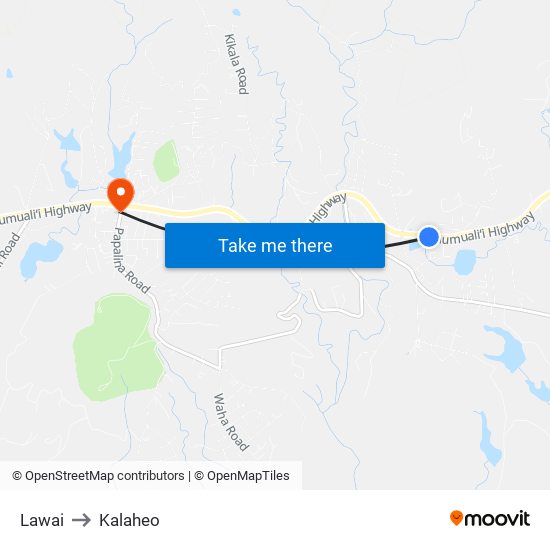 Lawai to Kalaheo map