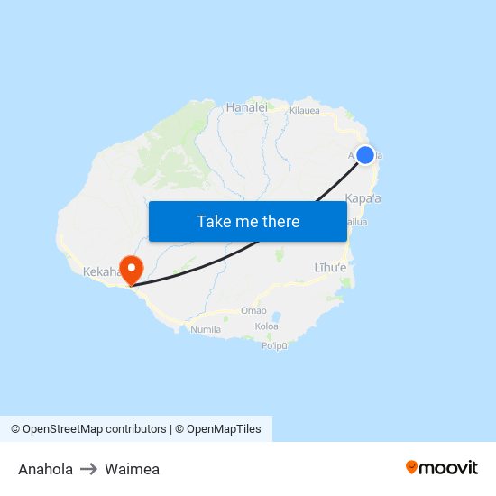 Anahola to Waimea map