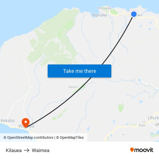 Kilauea to Waimea map