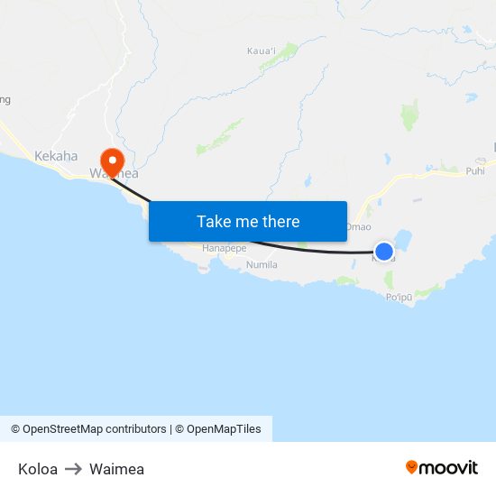 Koloa to Waimea map