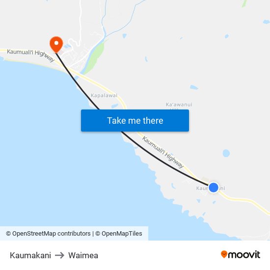 Kaumakani to Waimea map