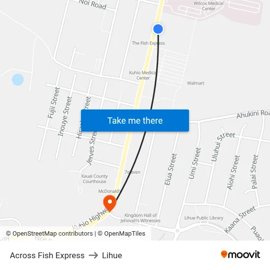 Across Fish Express to Lihue map