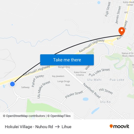 Hokulei Village - Nuhou Rd to Lihue map