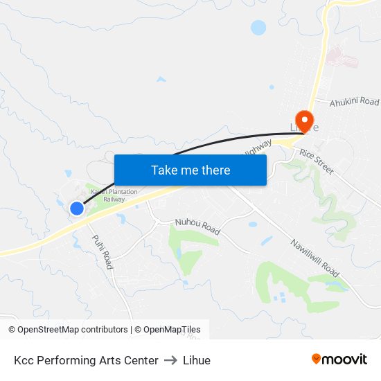 Kcc Performing Arts Center to Lihue map