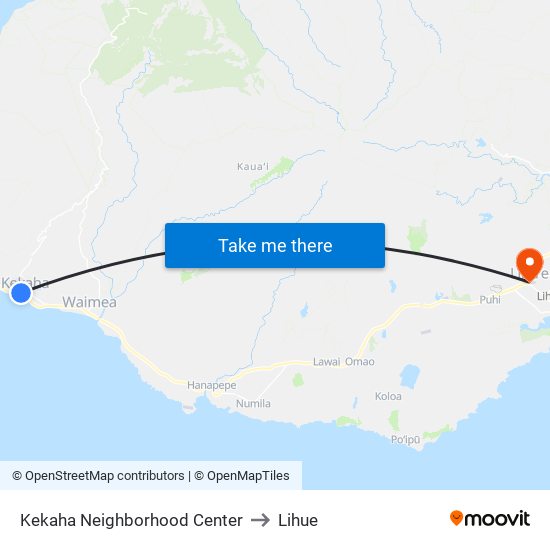 Kekaha Neighborhood Center to Lihue map