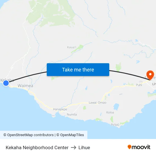 Kekaha Neighborhood Center to Lihue map