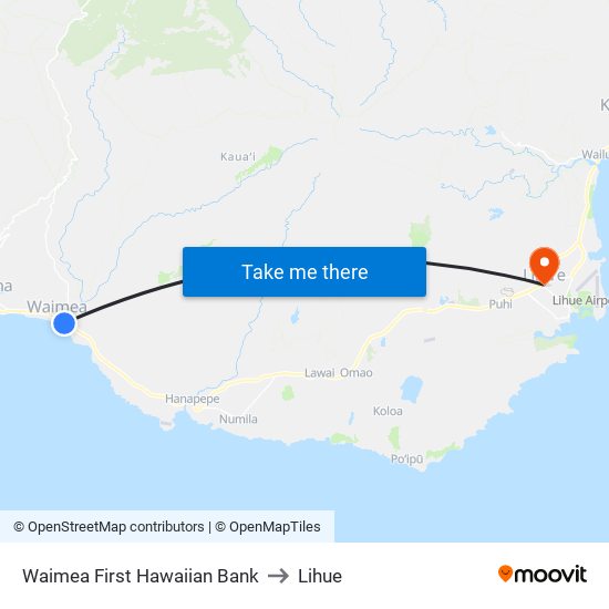 Waimea First Hawaiian Bank to Lihue map