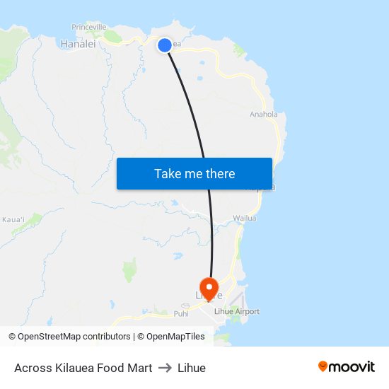 Across Kilauea Food Mart to Lihue map