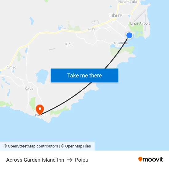Across Garden Island Inn to Poipu map