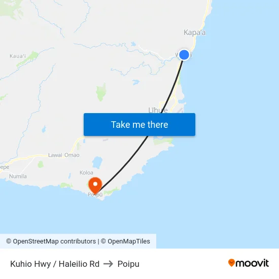 Kuhio Hwy / Haleilio Rd to Poipu map