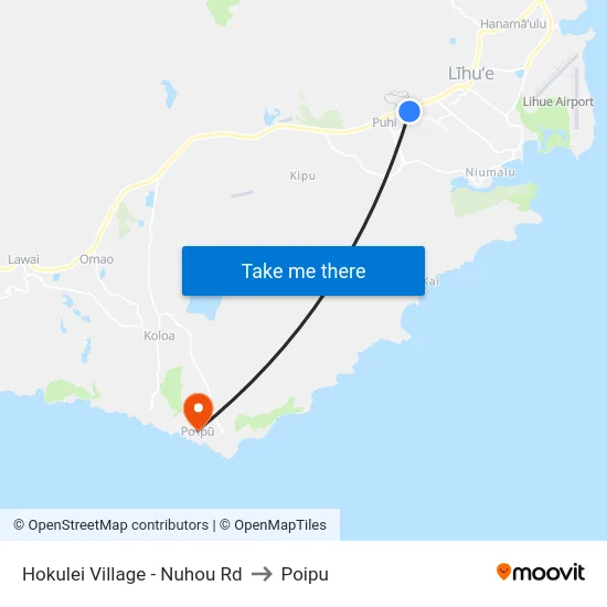 Hokulei Village - Nuhou Rd to Poipu map