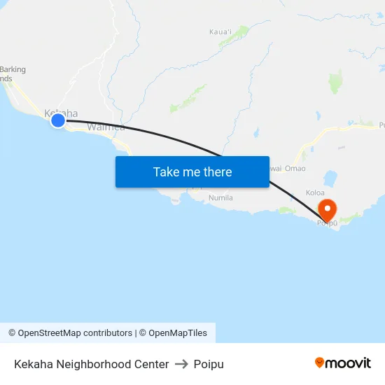 Kekaha Neighborhood Center to Poipu map
