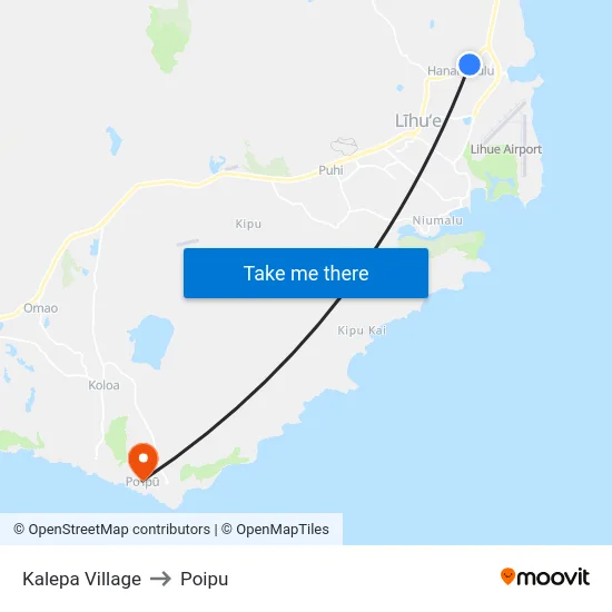 Kalepa Village to Poipu map
