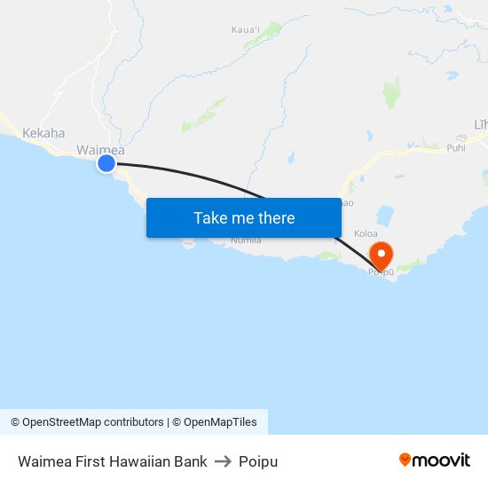 Waimea First Hawaiian Bank to Poipu map