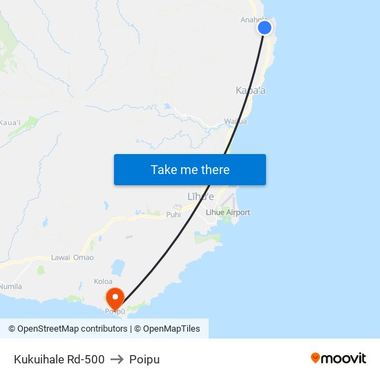 Kukuihale Rd-500 to Poipu map