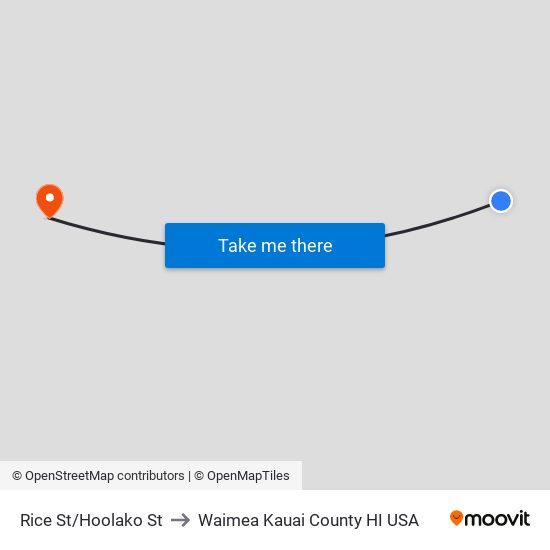 Rice St/Hoolako St to Waimea Kauai County HI USA map