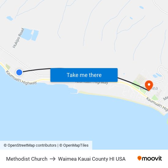 Methodist Church to Waimea Kauai County HI USA map