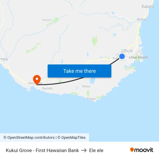 Kukui Grove - First Hawaiian Bank to Ele ele map