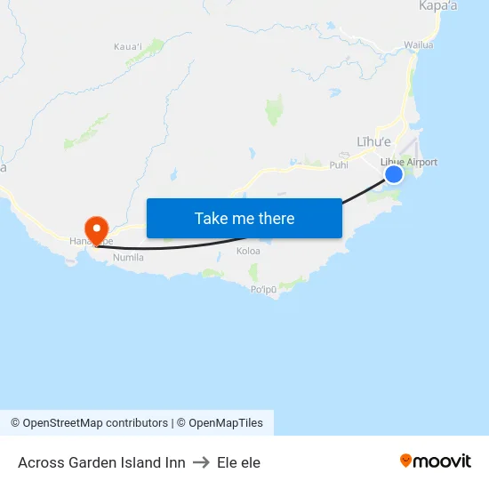 Across Garden Island Inn to Ele ele map