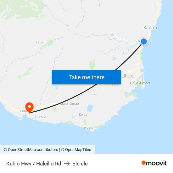 Kuhio Hwy / Haleilio Rd to Ele ele map