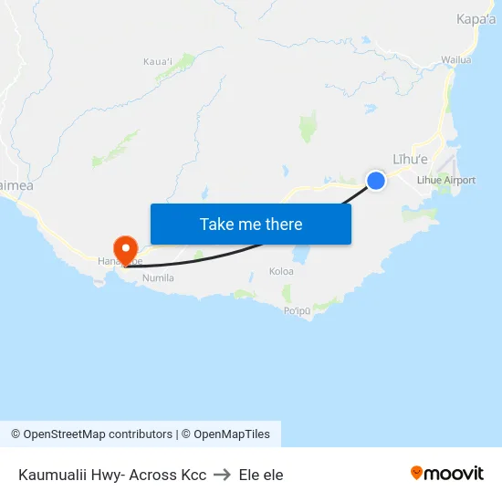 Kaumualii Hwy-  Across Kcc to Ele ele map