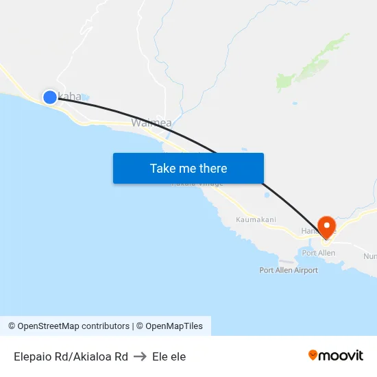 Elepaio Rd/Akialoa Rd to Ele ele map