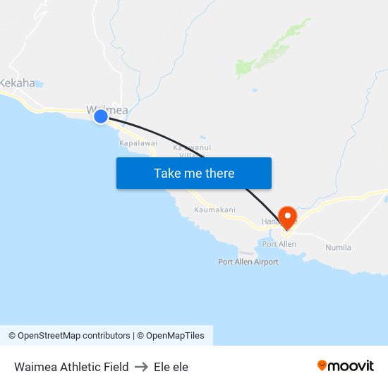 Waimea Athletic Field to Ele ele map