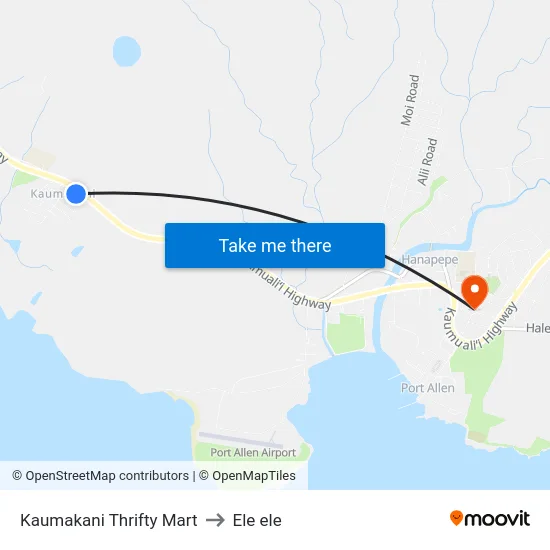 Kaumakani Thrifty Mart to Ele ele map
