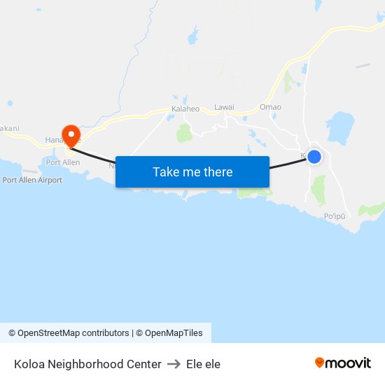 Koloa Neighborhood Center to Ele ele map