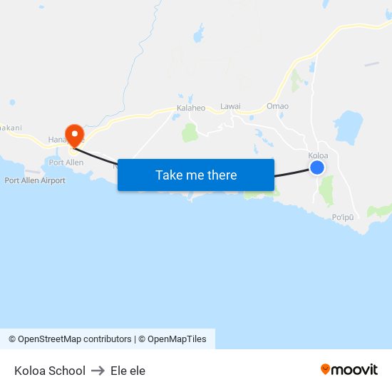 Koloa School to Ele ele map