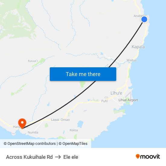 Across Kukuihale Rd to Ele ele map
