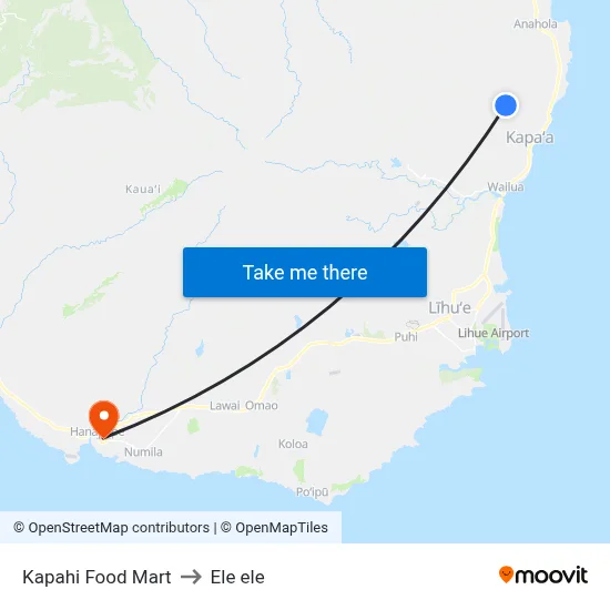 Kapahi Food Mart to Ele ele map
