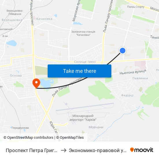 Проспект Петра Григоренка, 14 to Экономико-правовой университет map