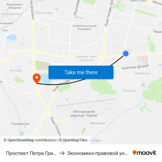 Проспект Петра Григоренка to Экономико-правовой университет map