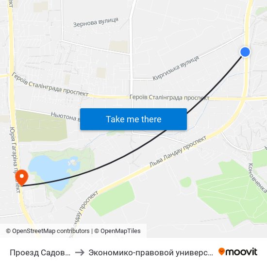 Проезд Садовый to Экономико-правовой университет map