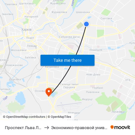 Проспект Льва Ландау to Экономико-правовой университет map