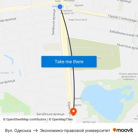 Вул. Одеська to Экономико-правовой университет map