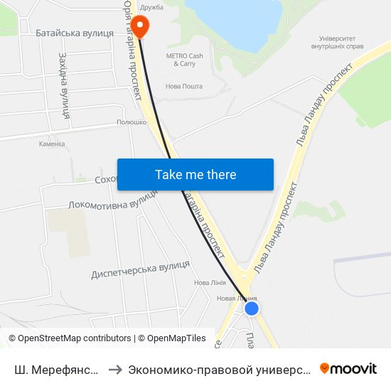 Ш. Мерефянське to Экономико-правовой университет map