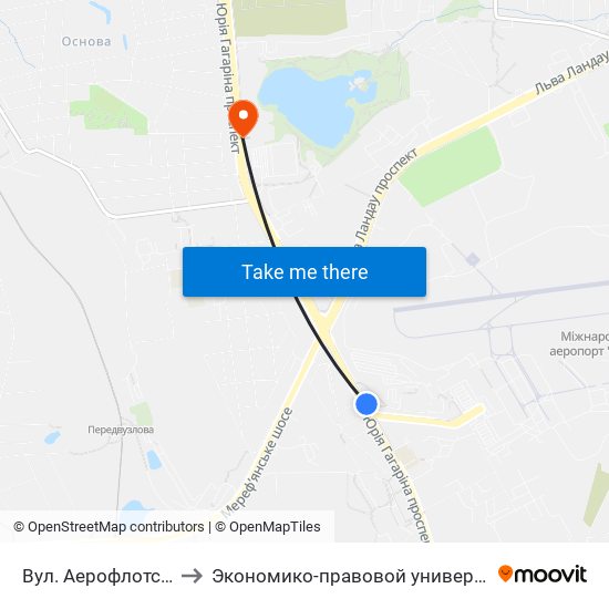 Вул. Аерофлотська to Экономико-правовой университет map