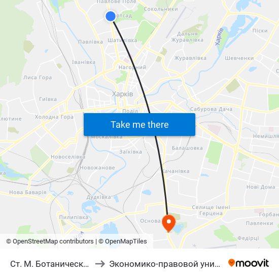 Ст. М. Ботанический Сад to Экономико-правовой университет map