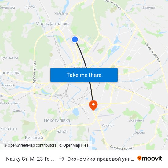 Nauky Ст. М. 23-Го Августа to Экономико-правовой университет map