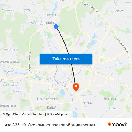 Атс-336 to Экономико-правовой университет map