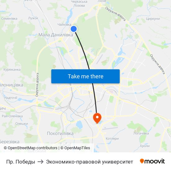 Пр. Победы to Экономико-правовой университет map