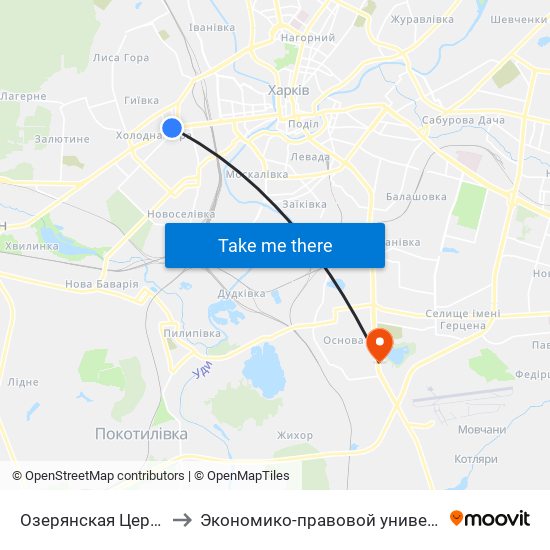 Озерянская Церковь to Экономико-правовой университет map