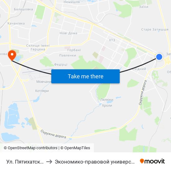 Ул. Пятихатская to Экономико-правовой университет map